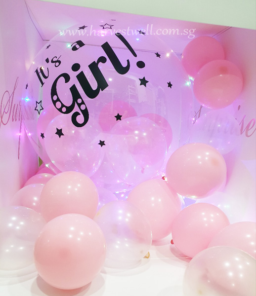 Customize Surprise Gift Box It's a Girl Bubble Balloon